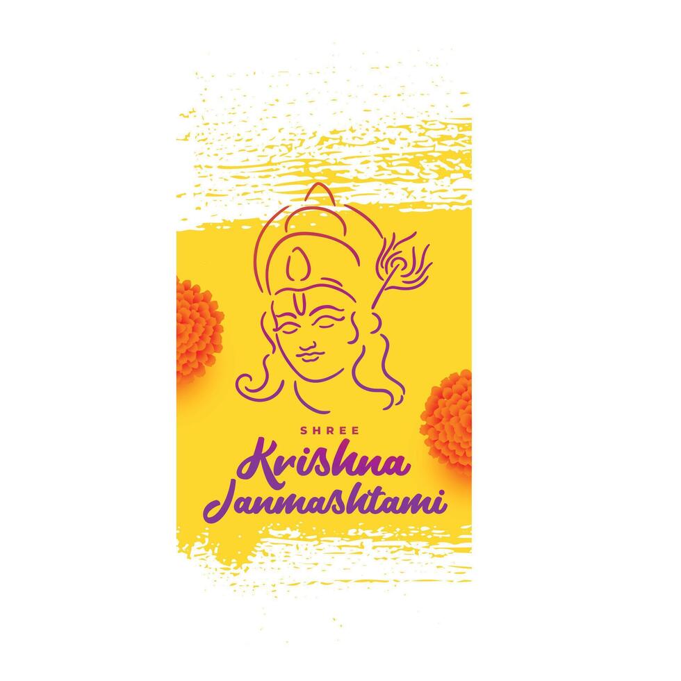 lord krishna janmashtami festival wishes greeting vector