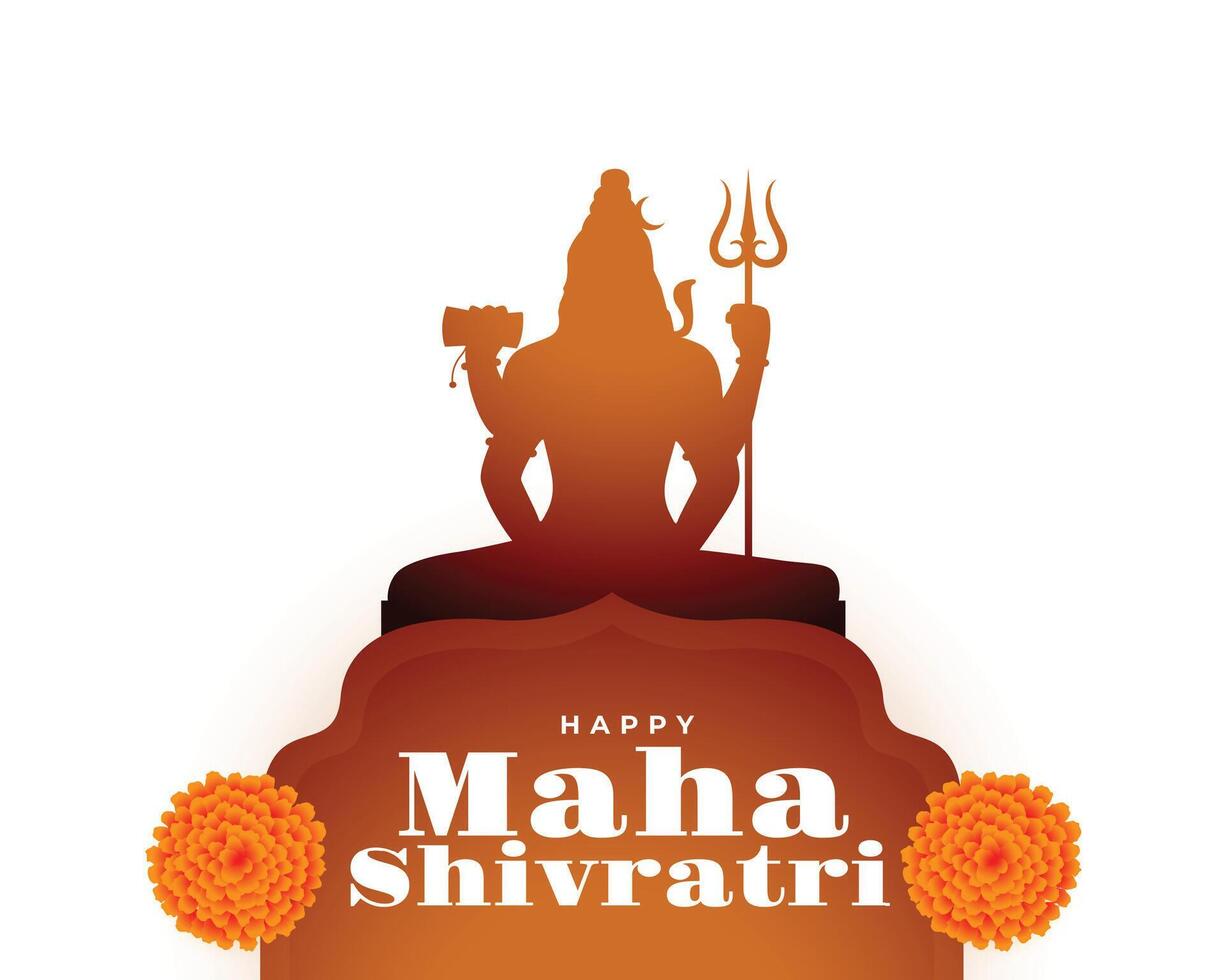 hindú festival maha shivratri deseos tarjeta con floral decoración vector