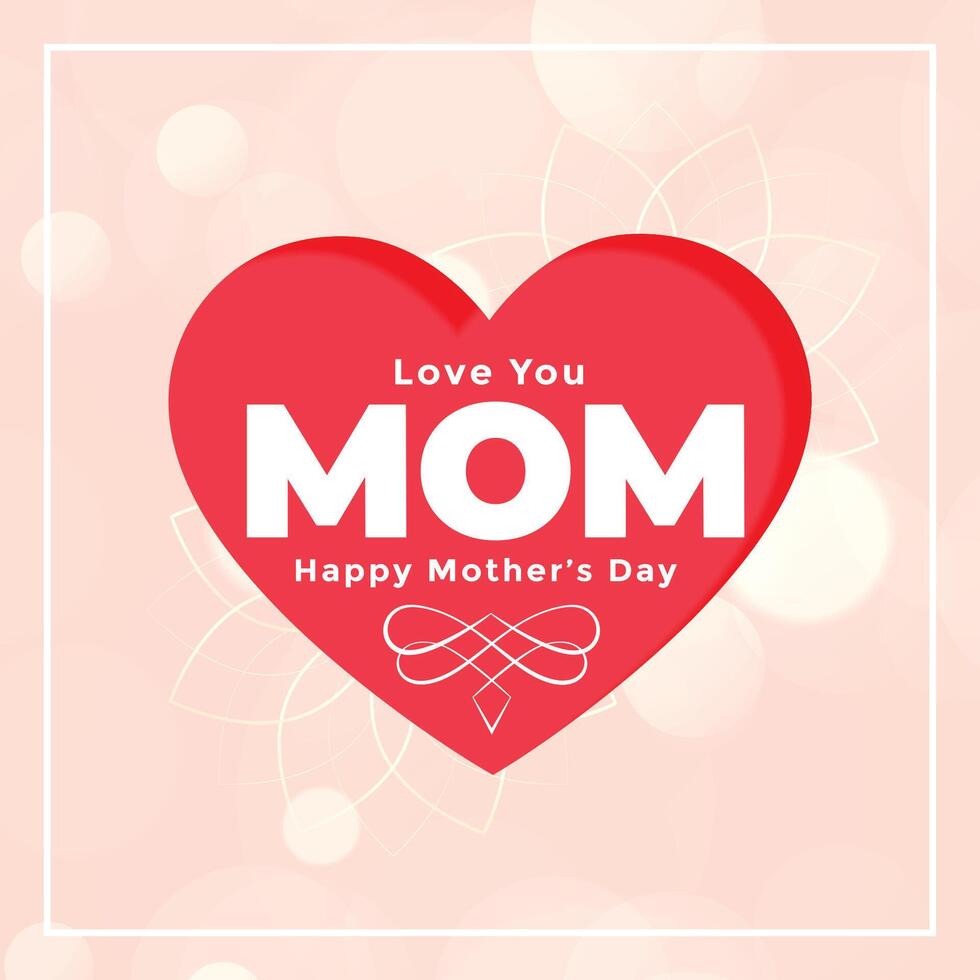 love mom heart card for happy mothers day vector