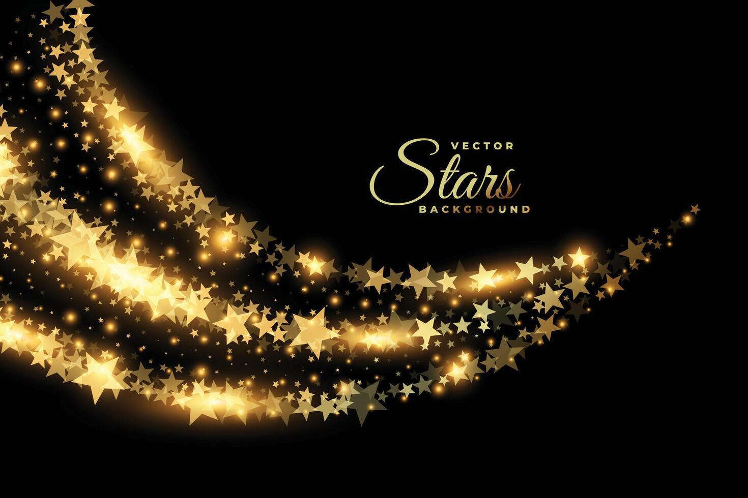 golden and shiny star trail path on dark background vector