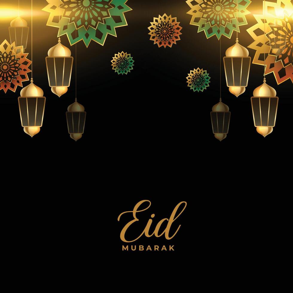 arabic decorative eid mubarak wishes greeting design vector