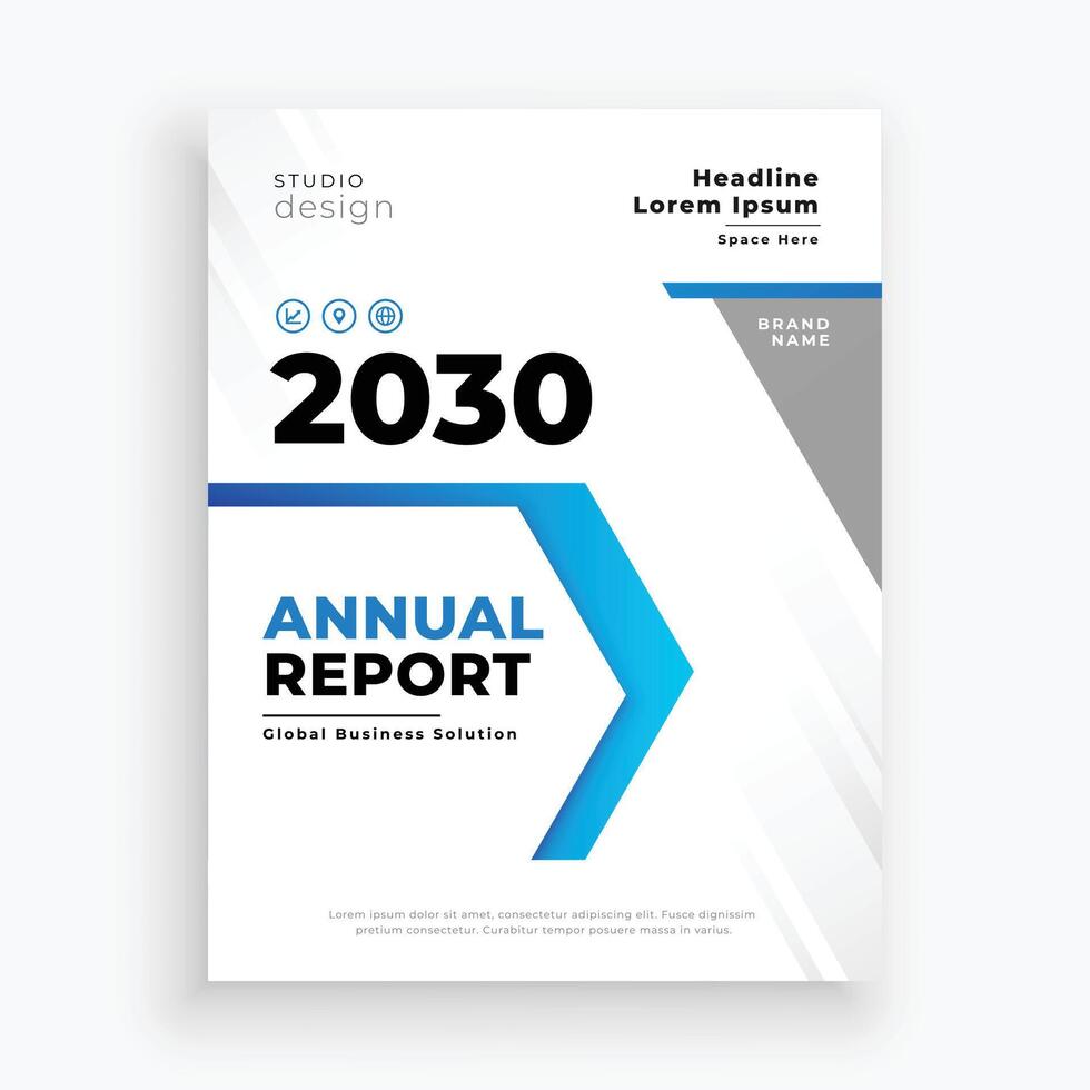 stylish business yearly report flyer with blue theme vector