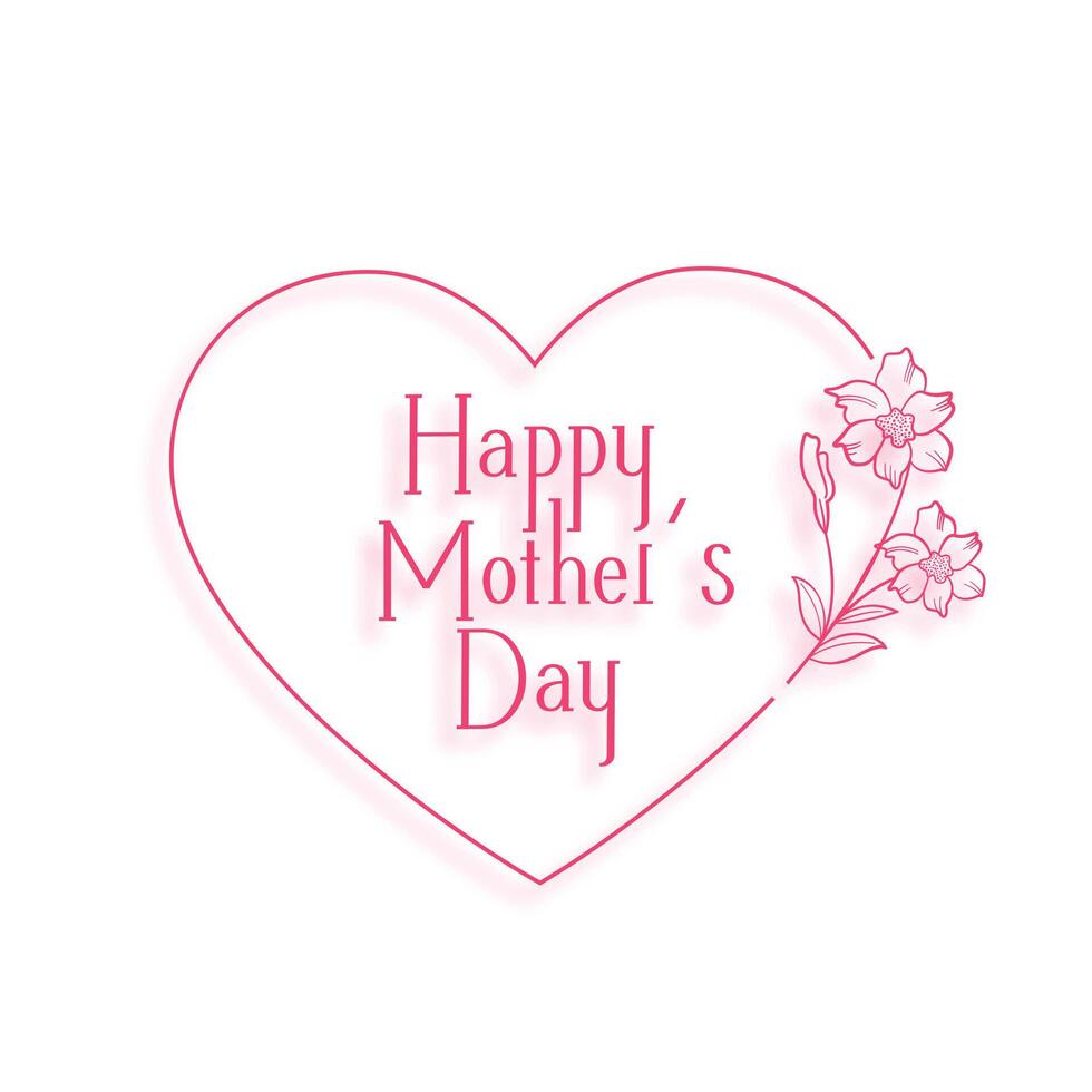 mothers day celebration line style heart background vector