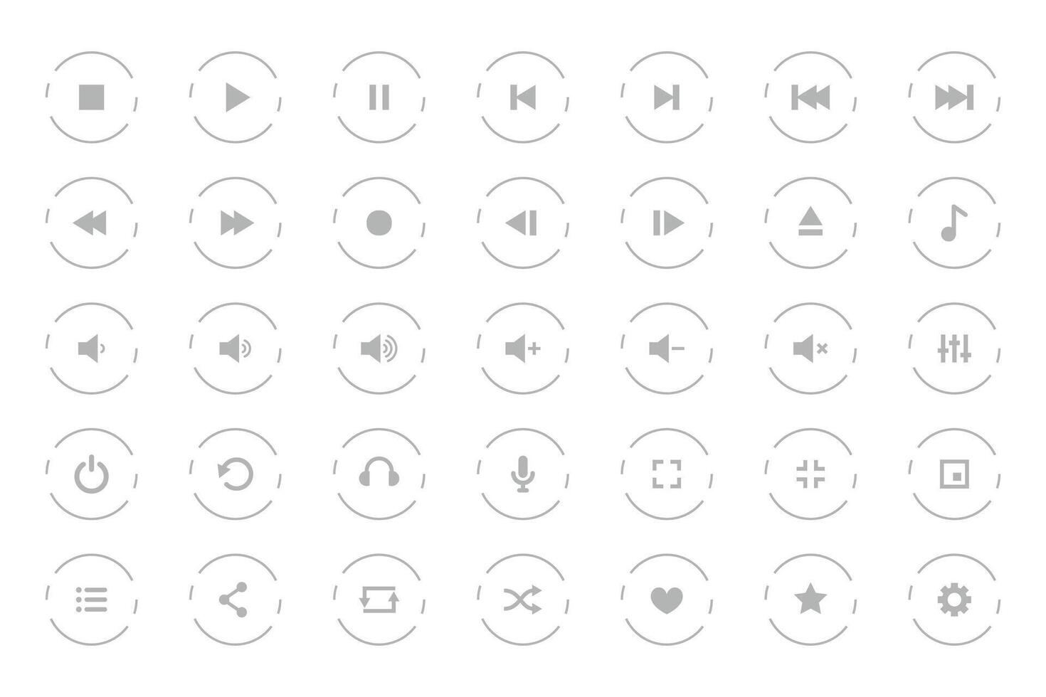 flat style audio player button sign in collection vector