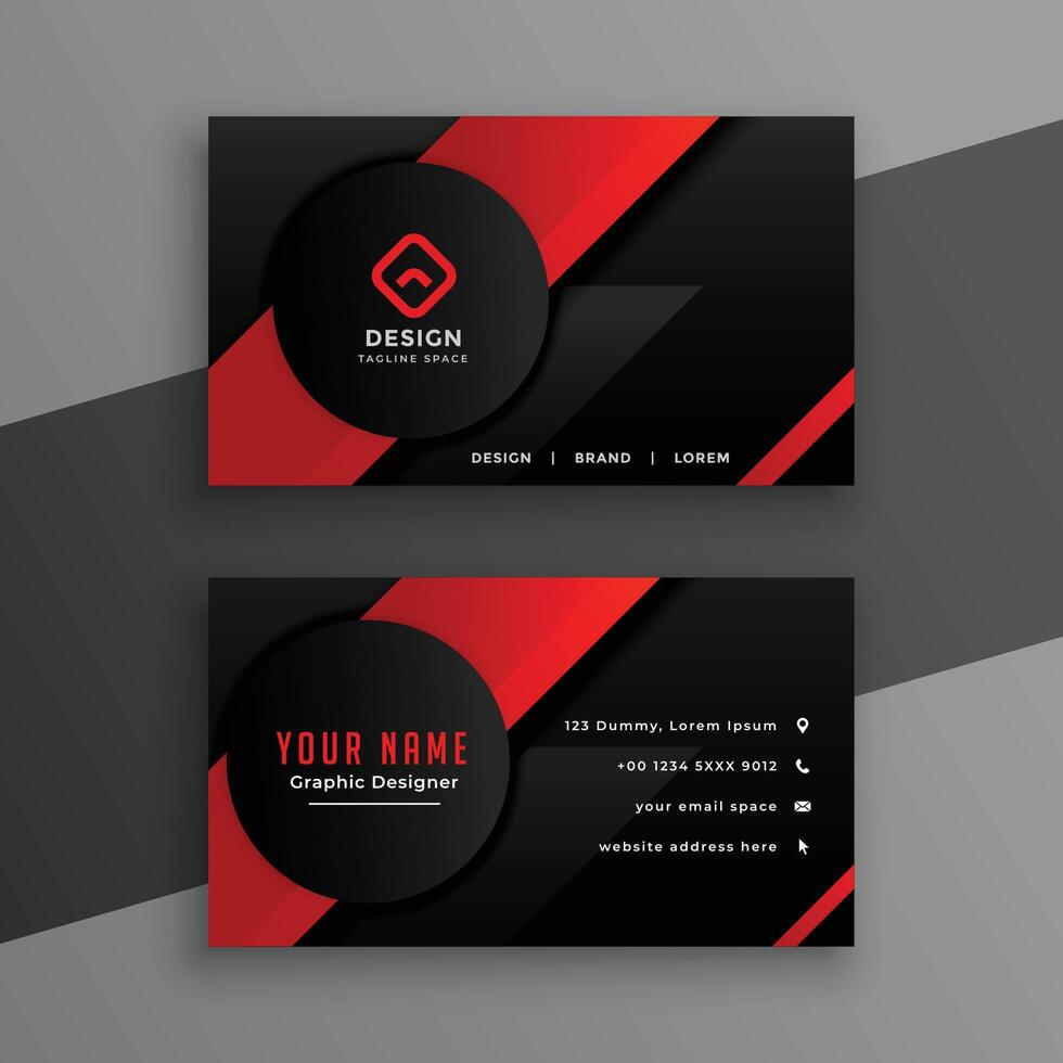 negro y rojo circular negocio tarjeta diseño para oficina impresión vector