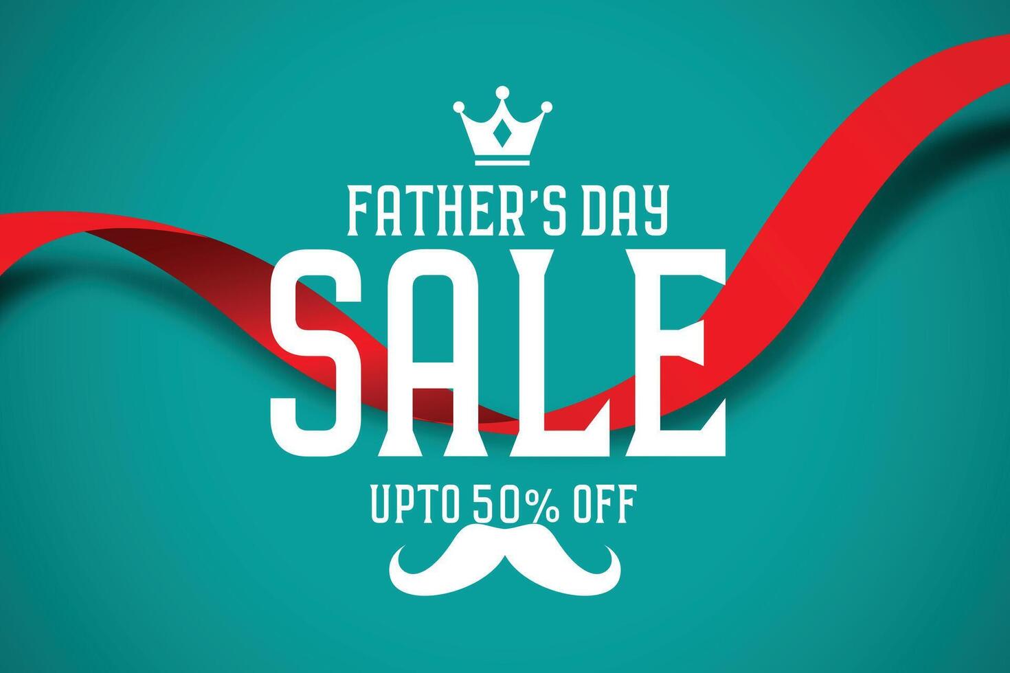 ribbon style father's day banner with sale offer details vector