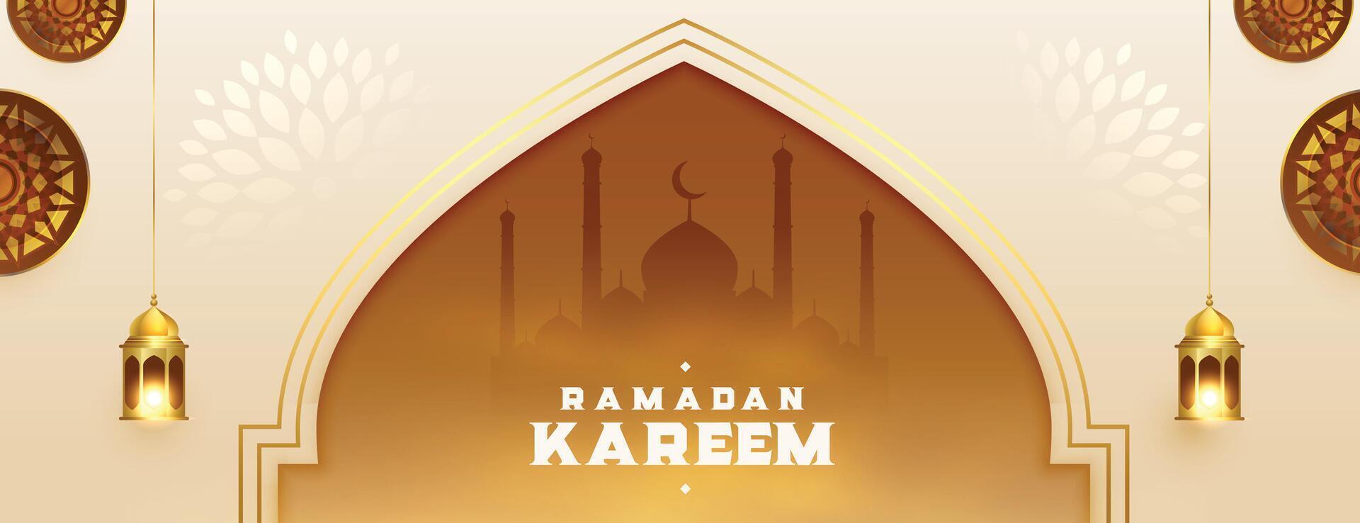 Arábica Ramadán kareem musulmán festival bandera diseño vector