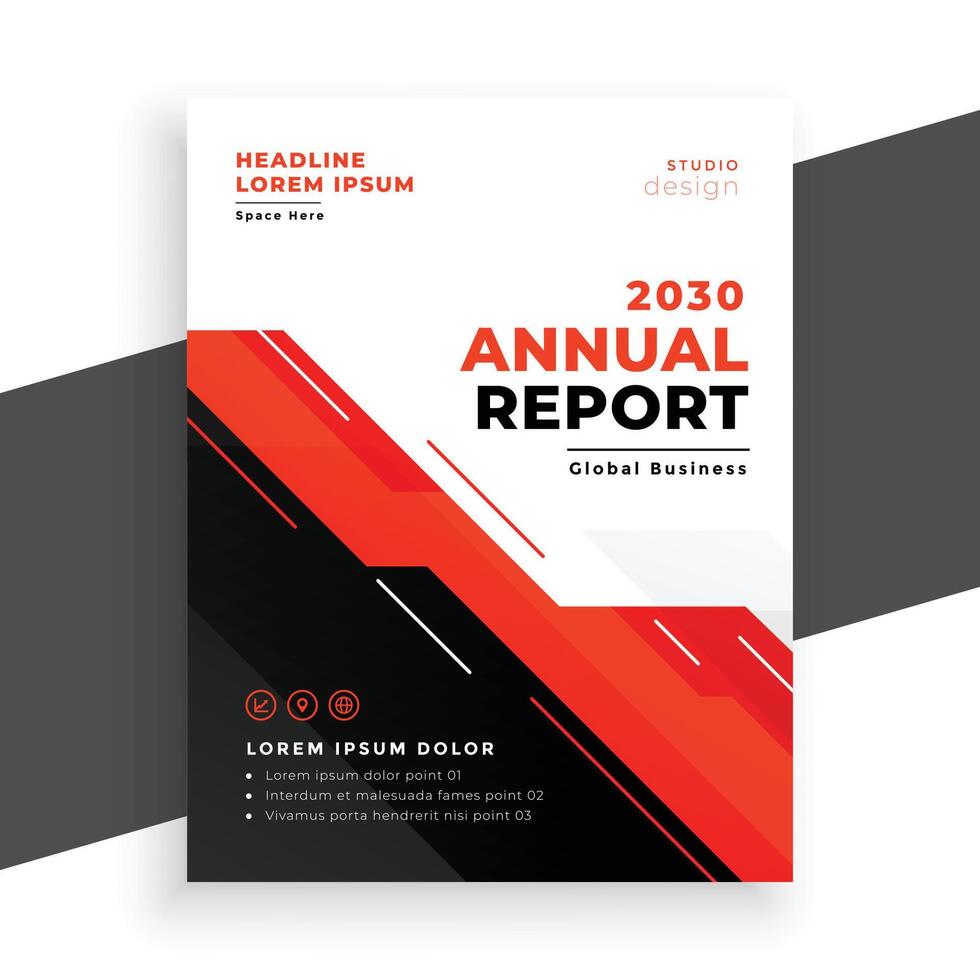 red and black professional annual report layout a company document vector