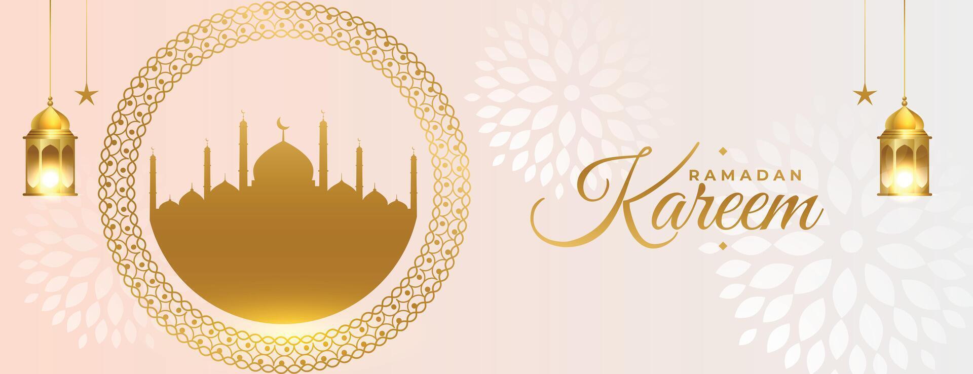 beautiful ramadan kareem blessing banner with arabic decoration vector