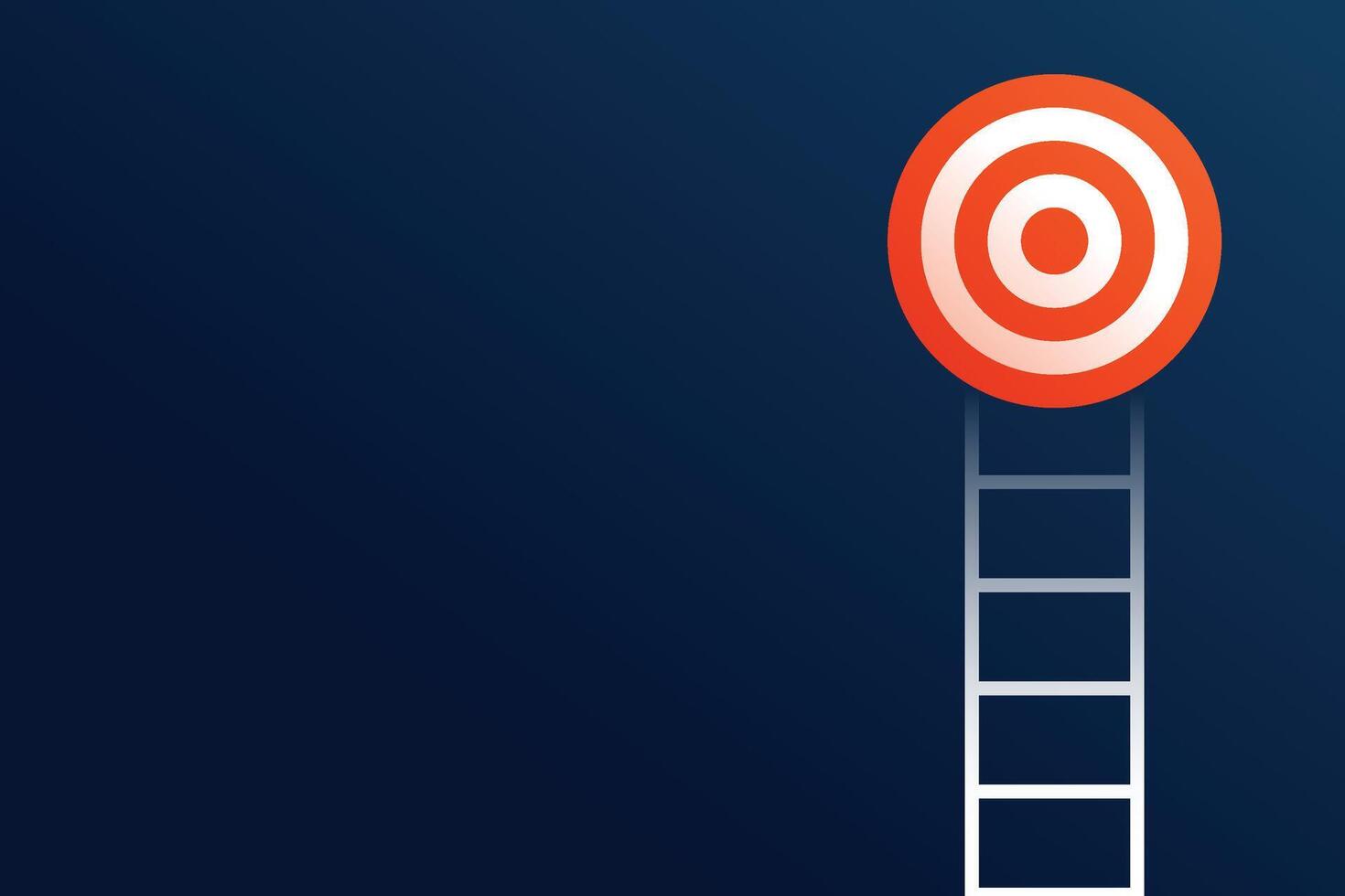 target achievement concept with white ladder on blue wall vector