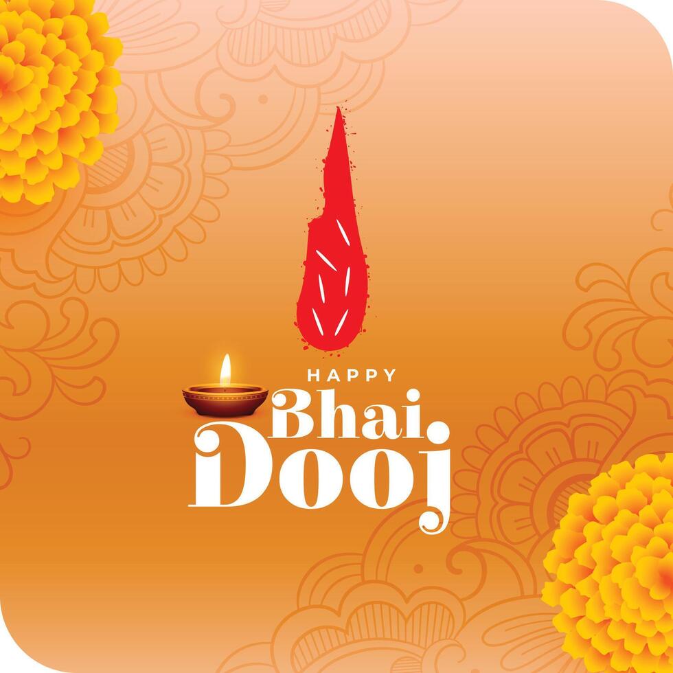 indian festival bhai dooj puja background with marigold flower vector