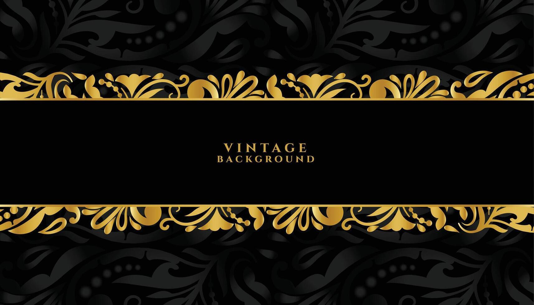 retro style floral border dark background with golden touch vector
