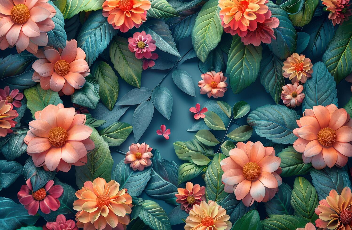 AI generated Flowers Adorning Wall photo