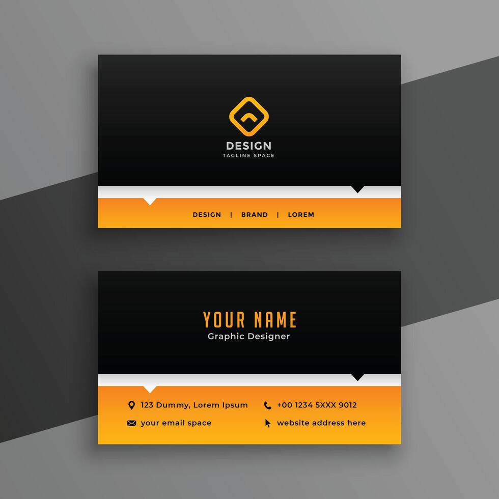 modern black and yellow business card template vector