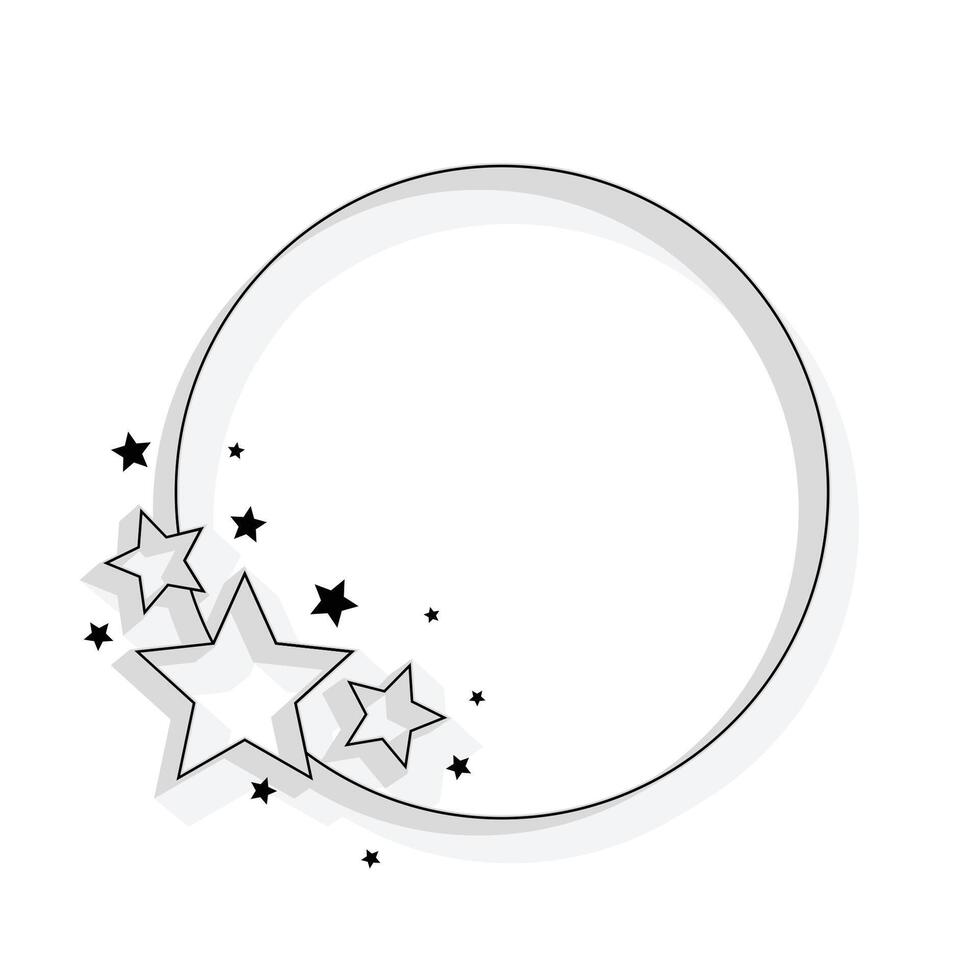 simple empty round frame with kirakira stars decoration vector
