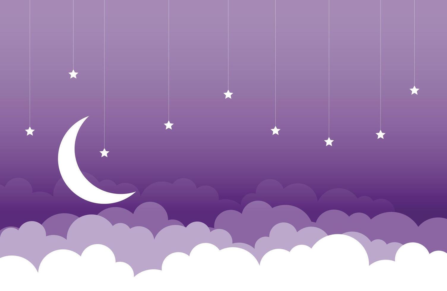 half moon and stars background in papercut style vector