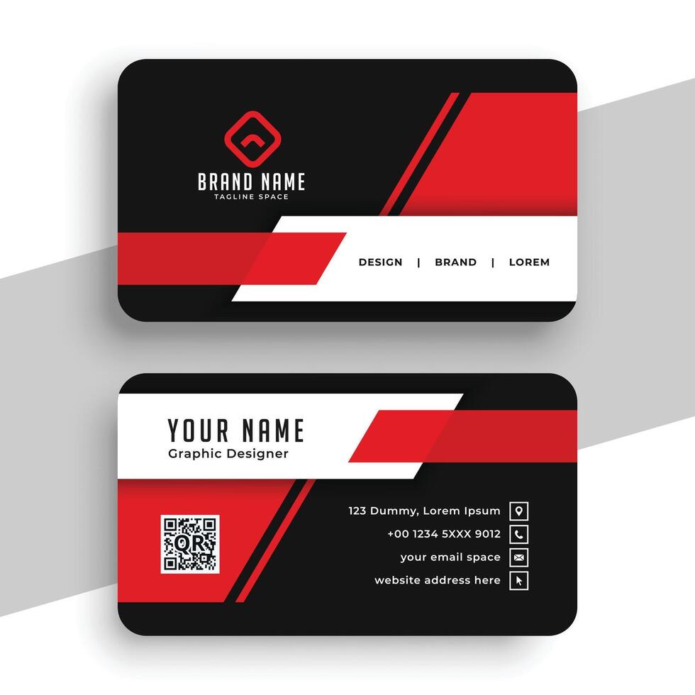 Red and black elegant business card template vector