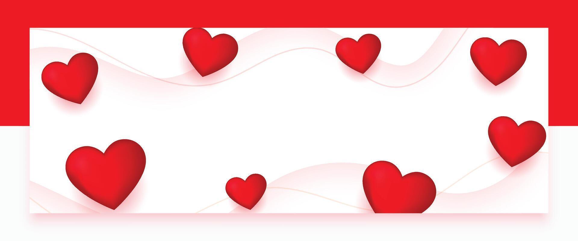 cute floating love heart greeting banner for valentines day celebration vector
