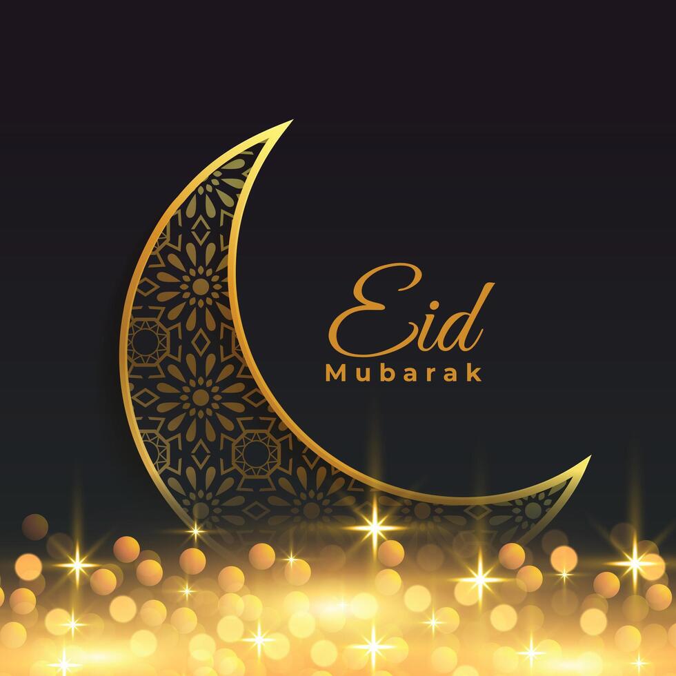 espumoso eid Mubarak decorativo dorado Luna antecedentes vector