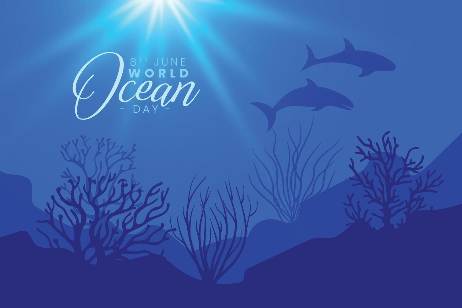 beautiful world ocean day concept background protect earth's water and marine life vector