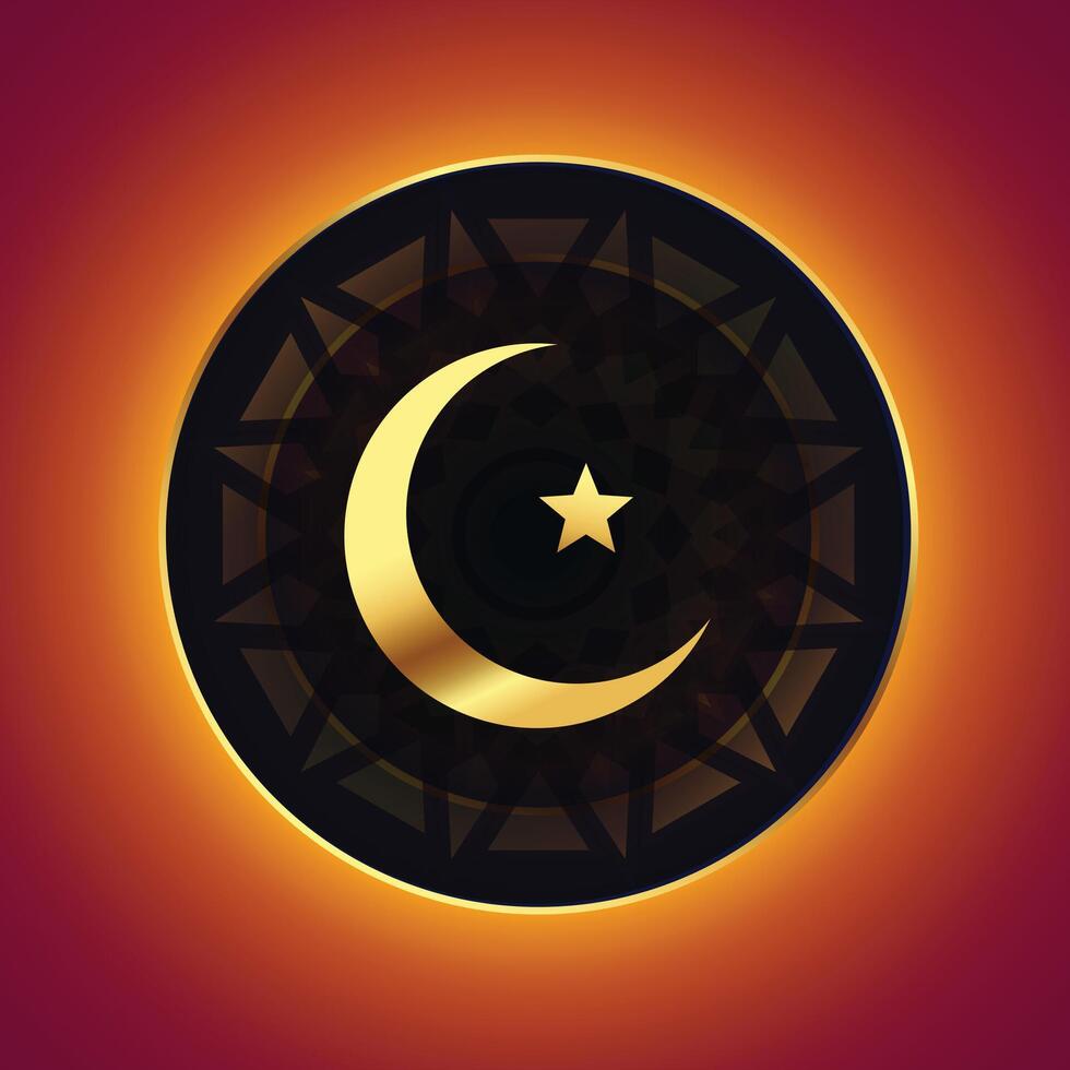 tradicional dorado islámico creciente firmar para espiritual creencia vector