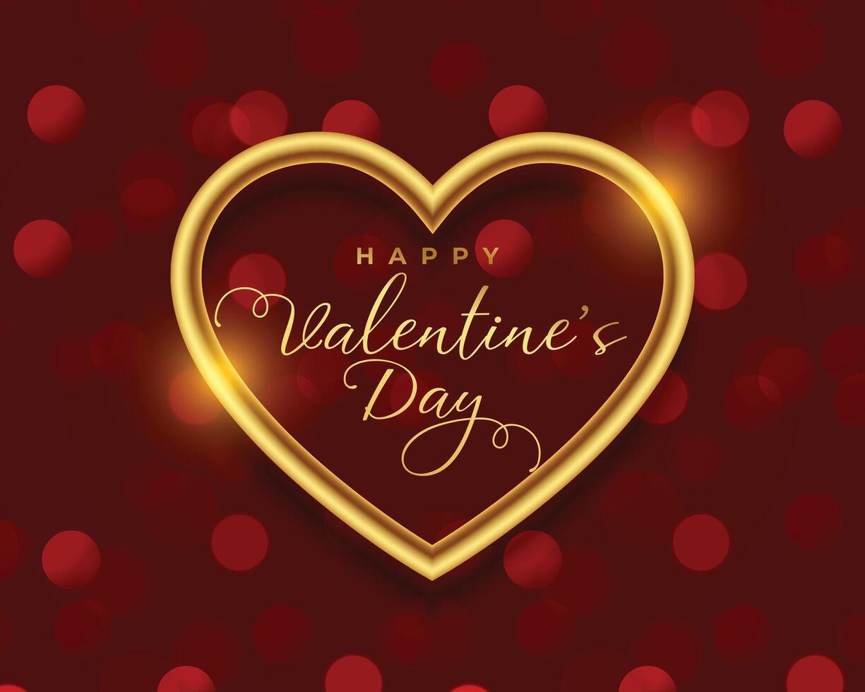 golden ring heart on red bokeh background for valentines day vector