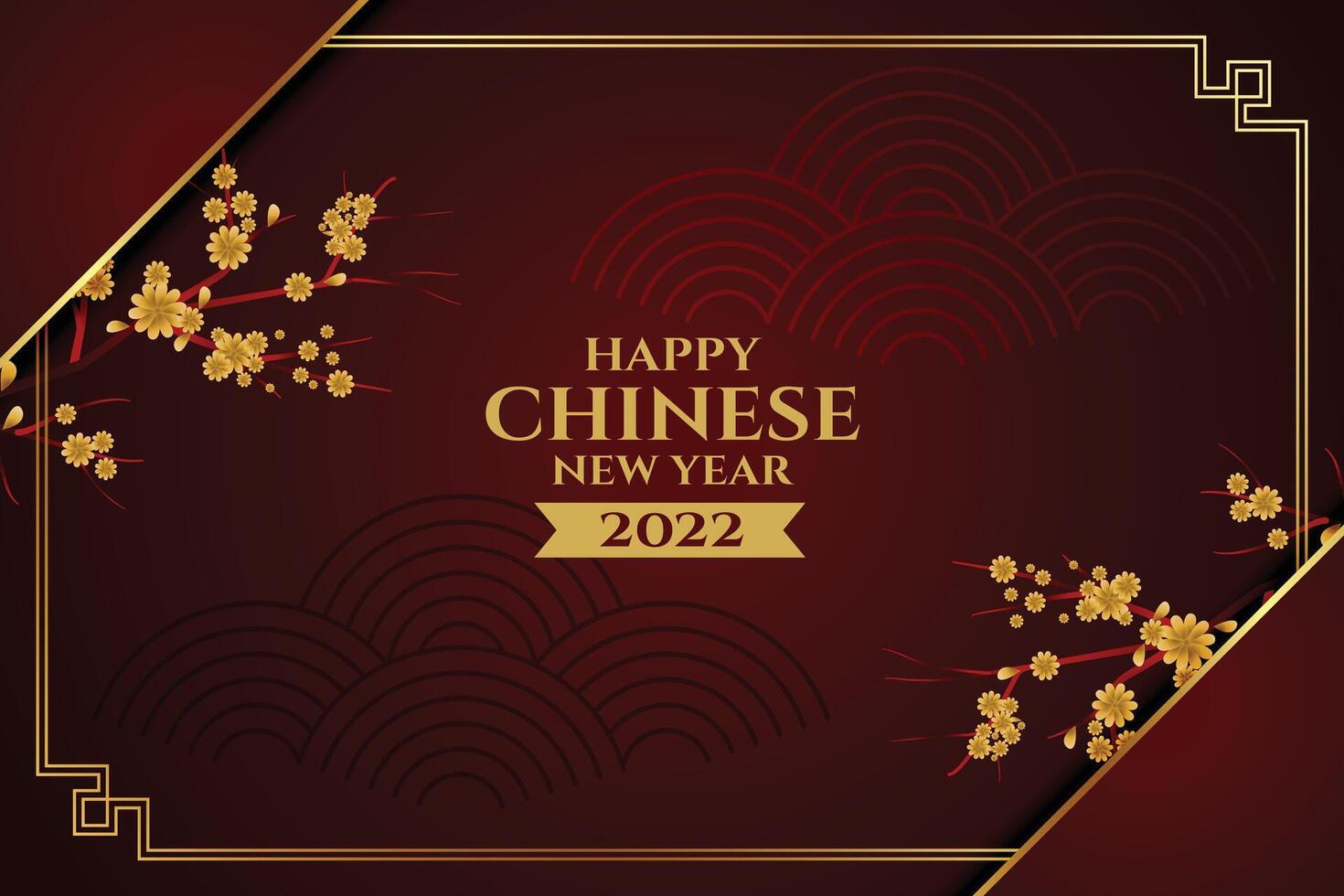 contento chino nuevo año saludo tarjeta con sakura árbol flores vector