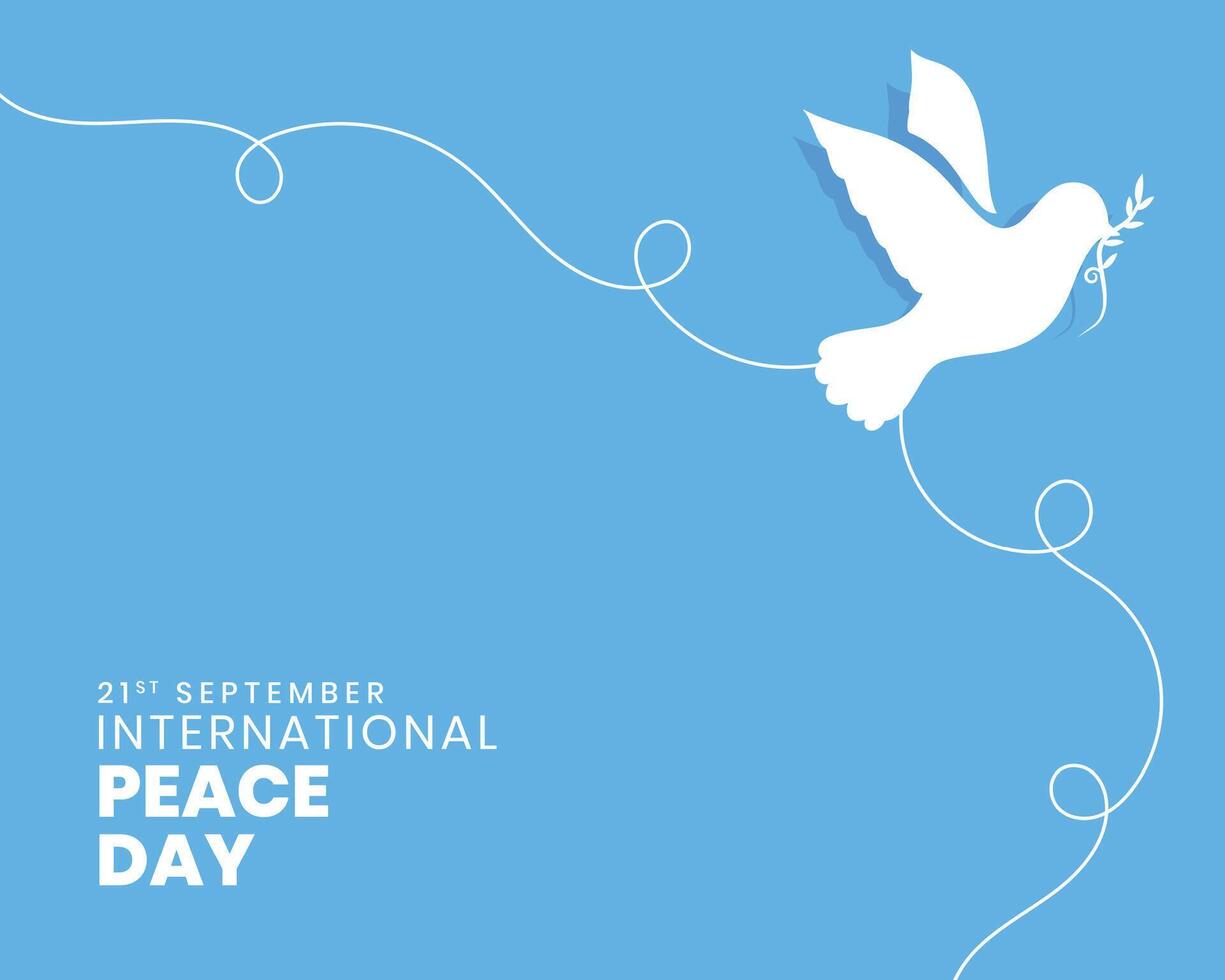 21st september international peace day poster with papercut dove vector