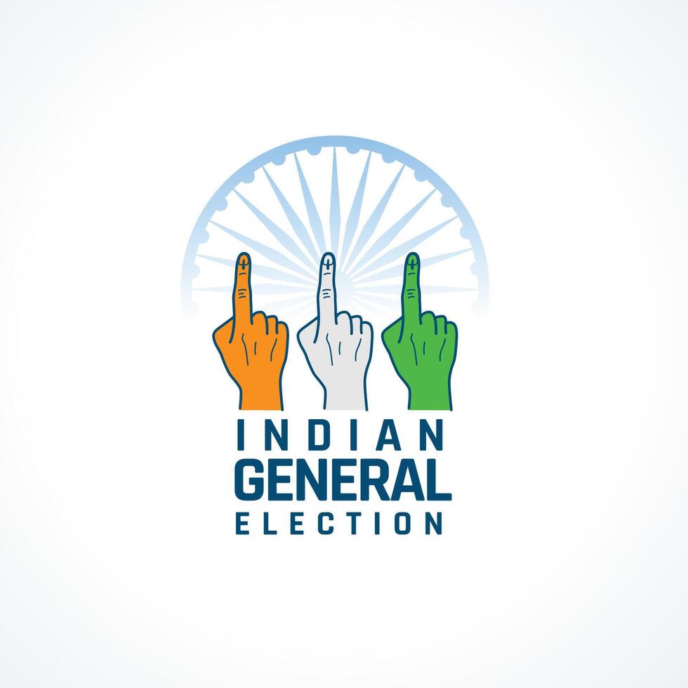 vote india general election background with tricolor voters finger vector