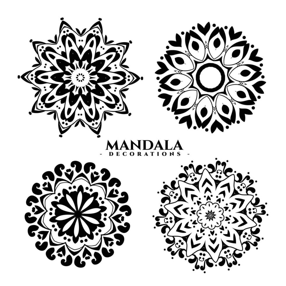 colección de cuatro mandala diseños modelo vector