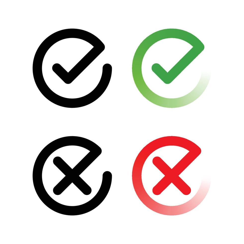 set of approved and rejected symbol design vector