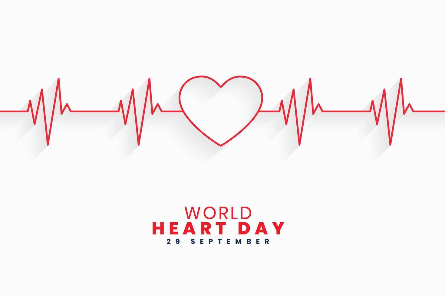 line style world heart day medical poster with heartbeat design vector