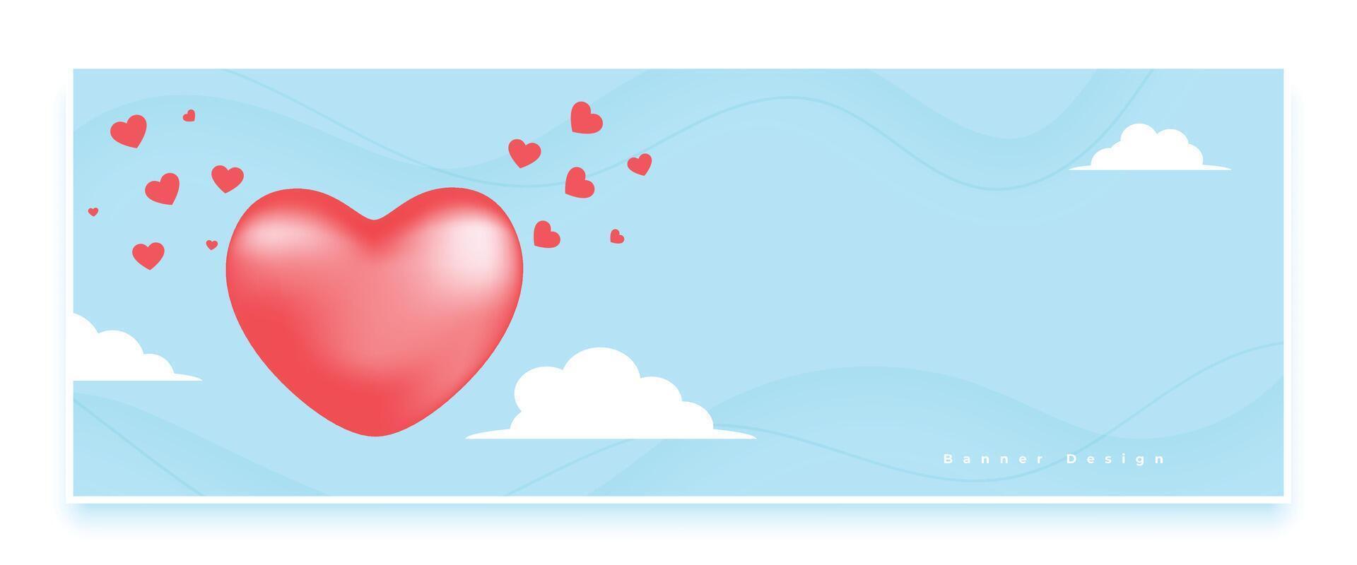 cute and realistic love heart greeting banner for valentines day celebration vector