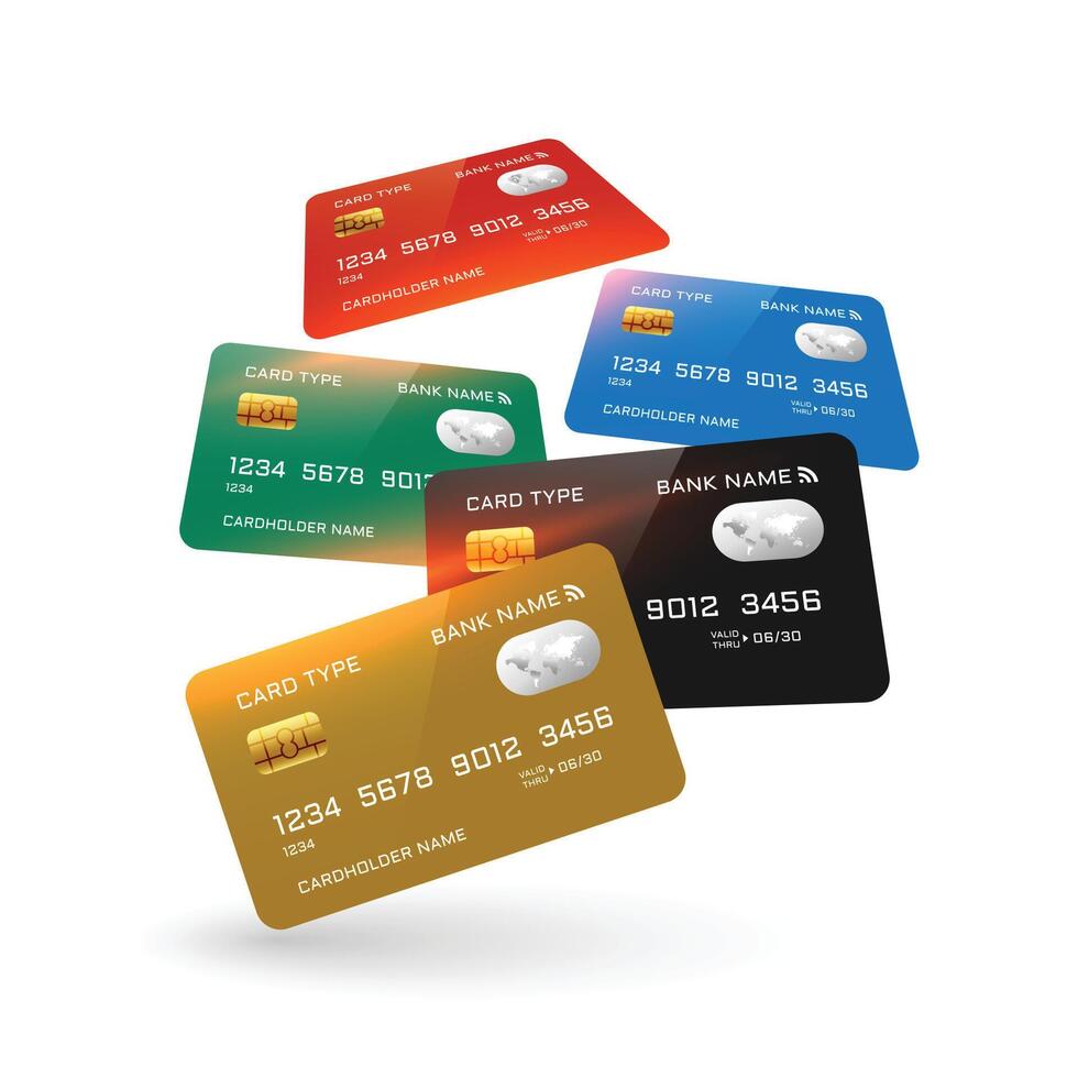 floating realistic credit cards concept background vector