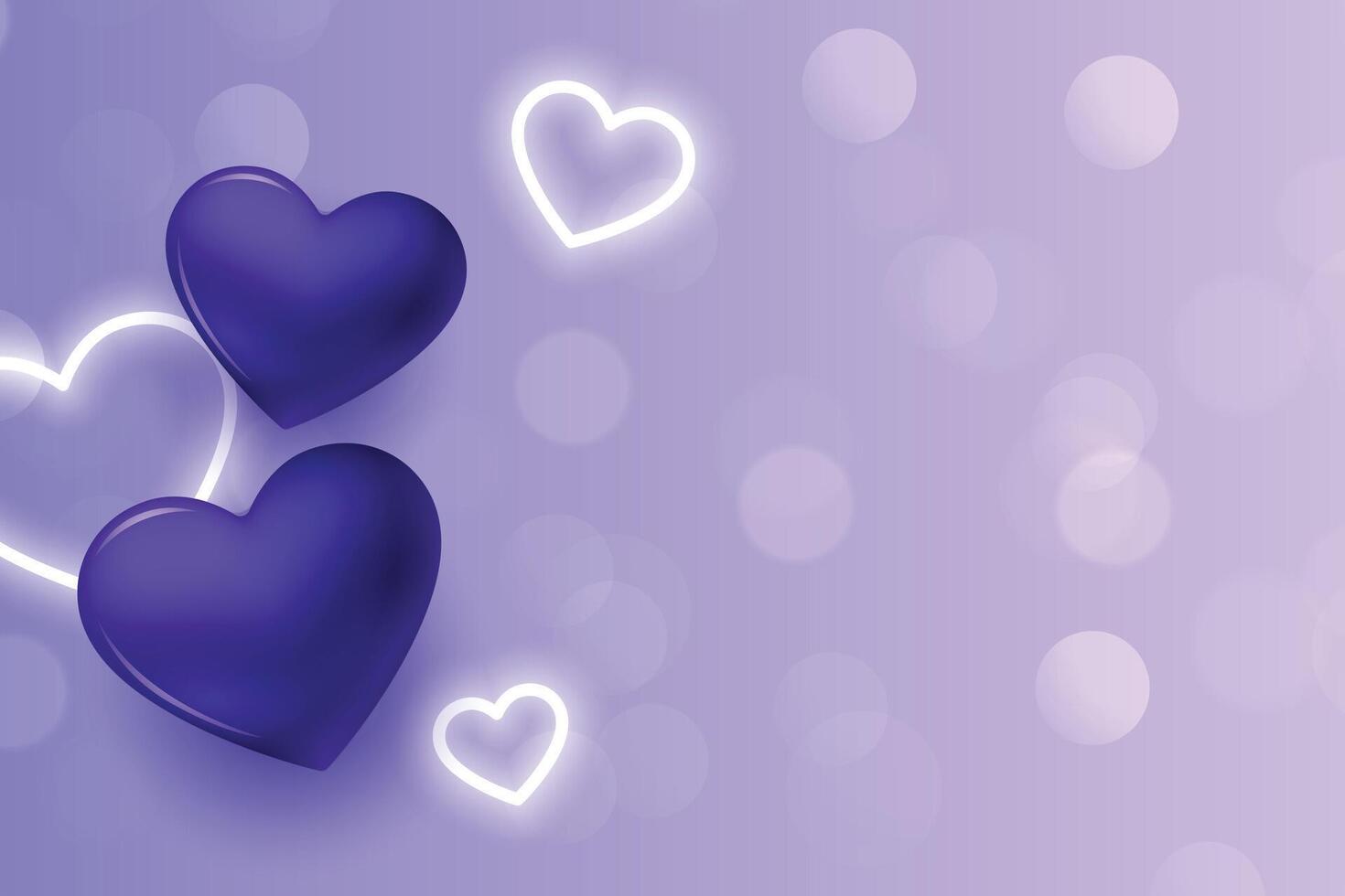 purple hearts background with glowing neon cute hearts vector