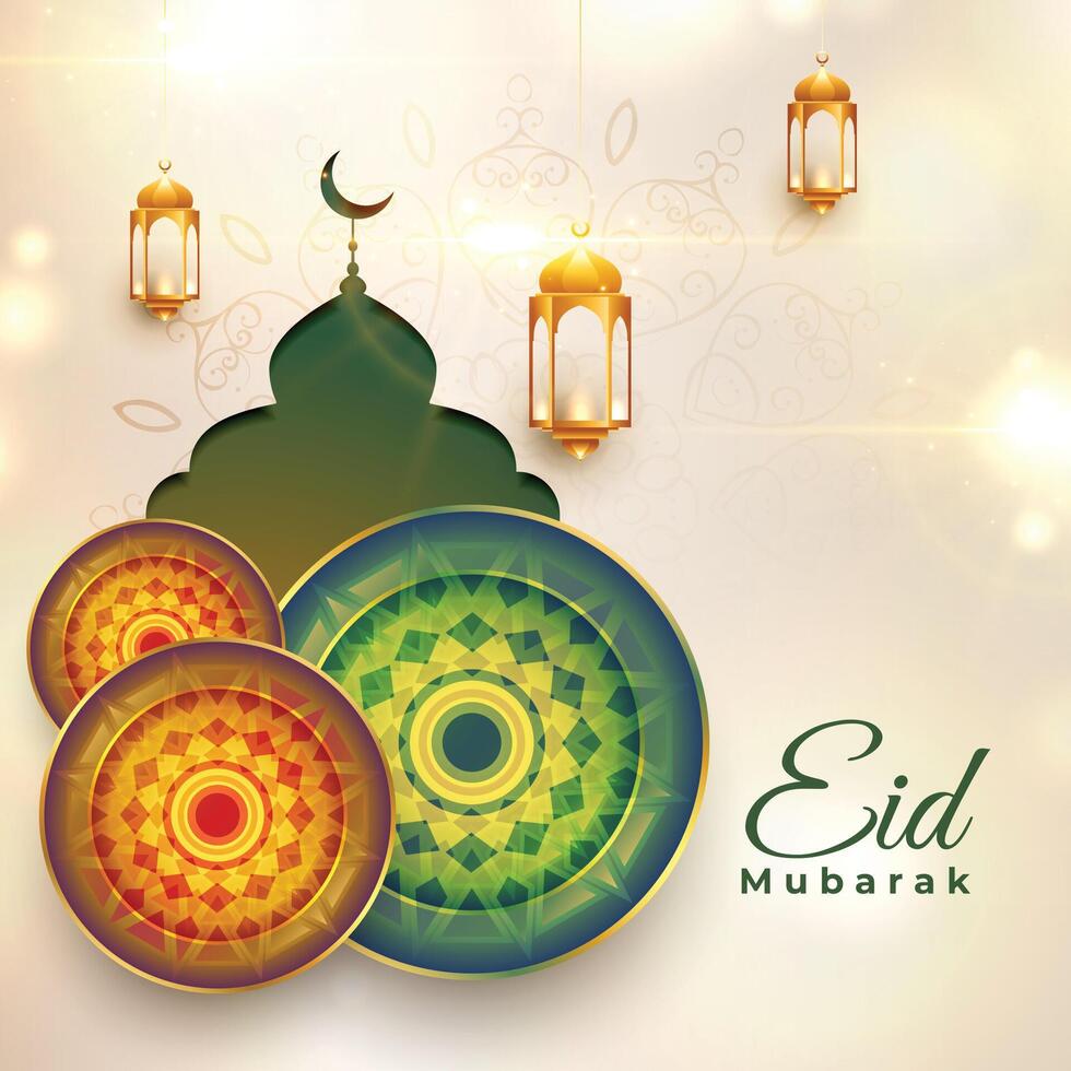 wishes card for eid mubarak festival vector