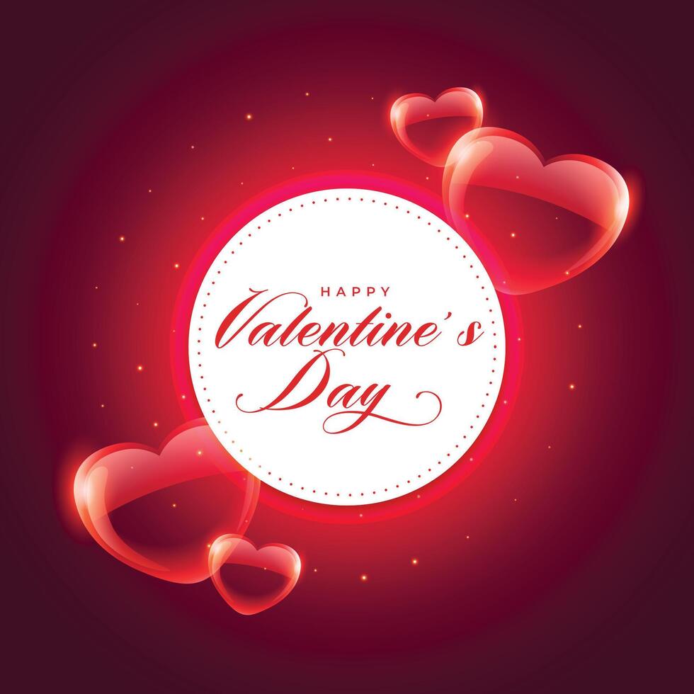 valentines day background with shiny balloon transparent hearts vector