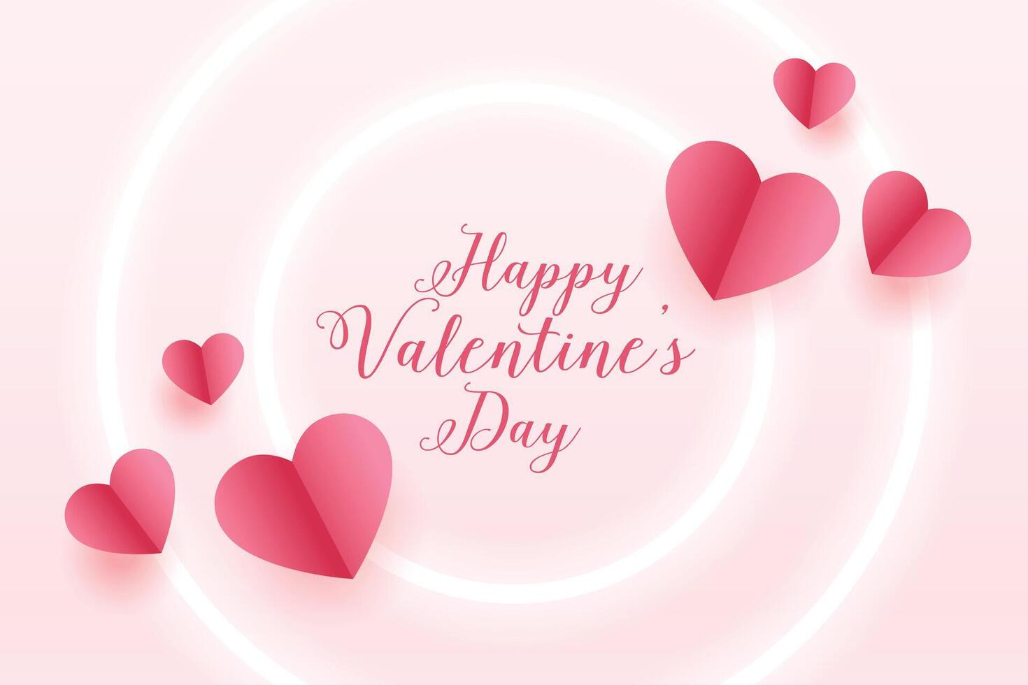 paper hearts valentines day neon background vector