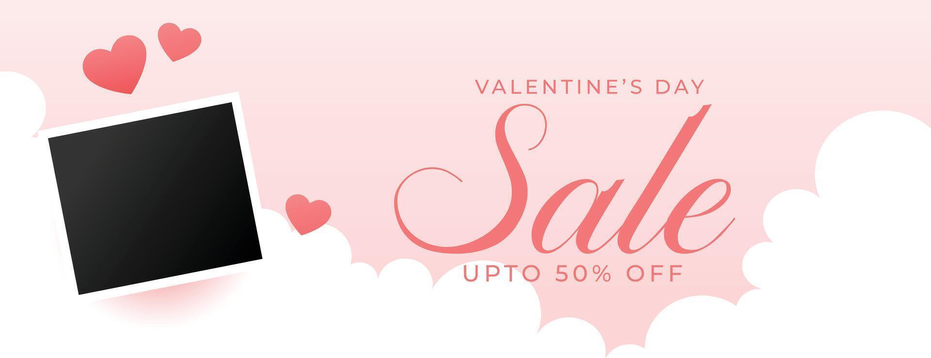 sale banner for valentines day event with image photo frame vector