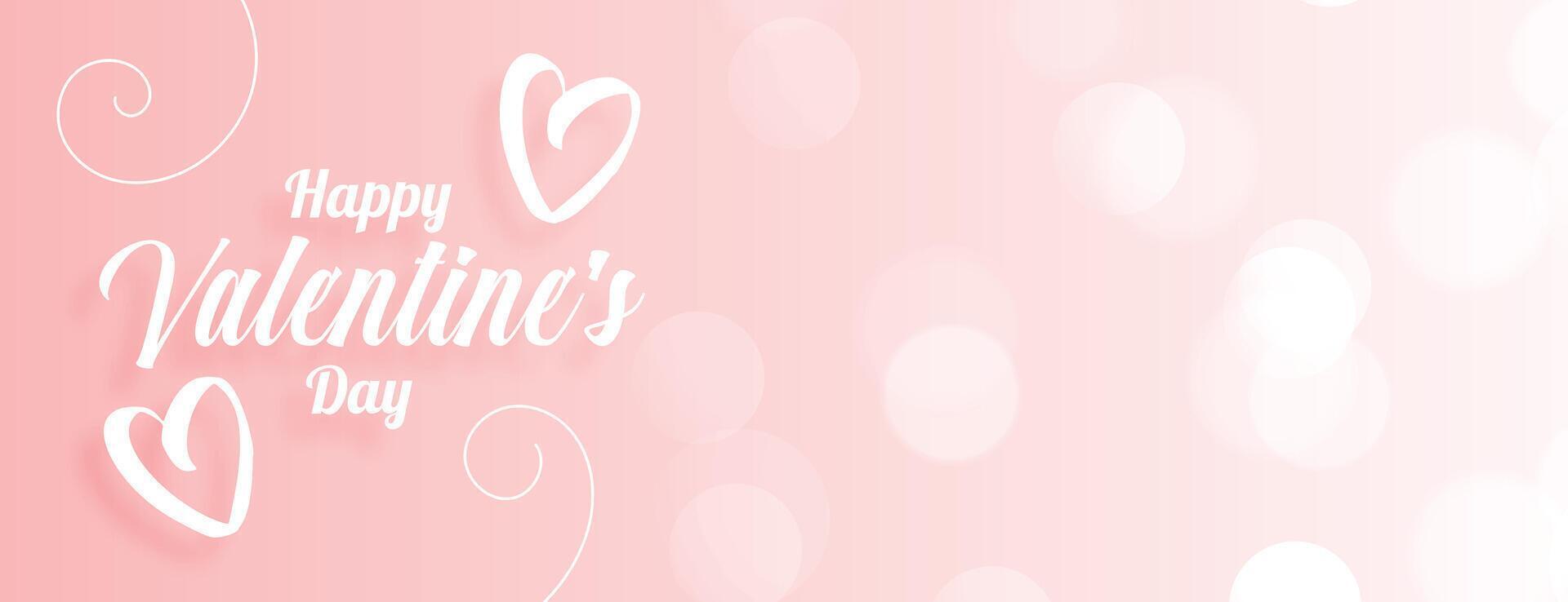 pink bokeh valentines day hearts banner design vector