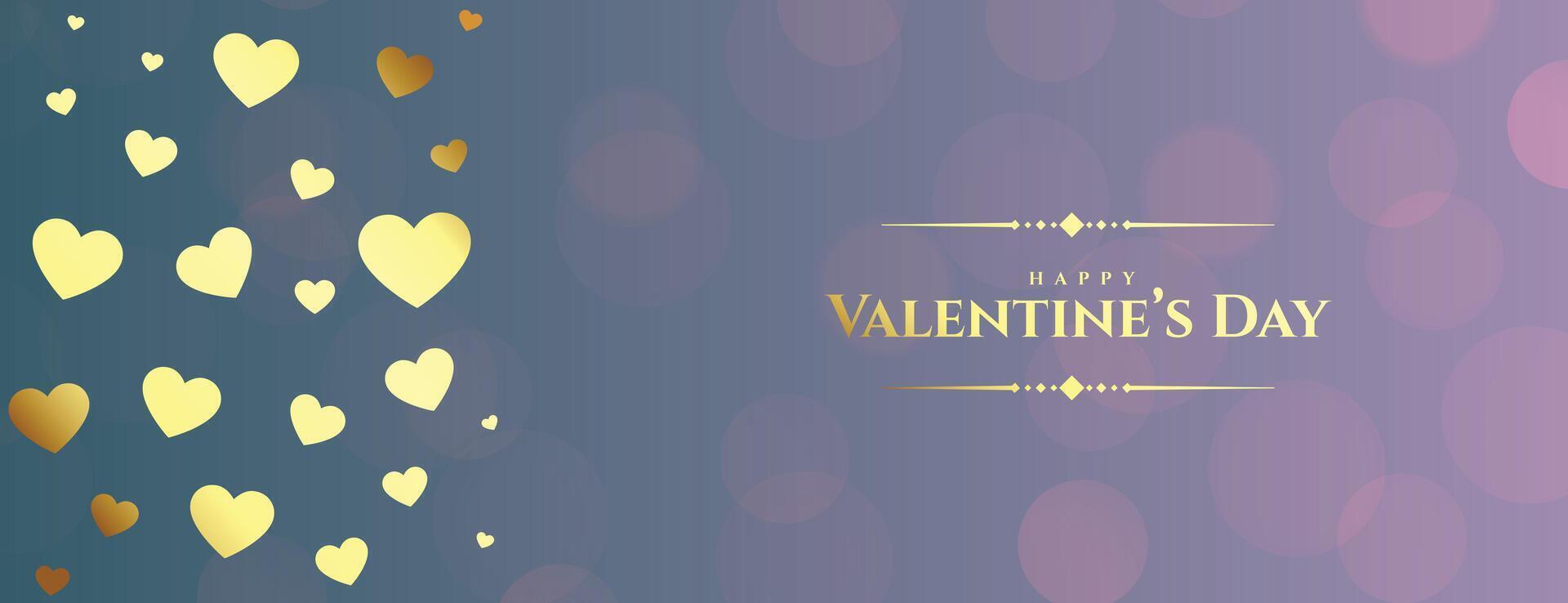 celebration banner for valentines day with golden hearts vector