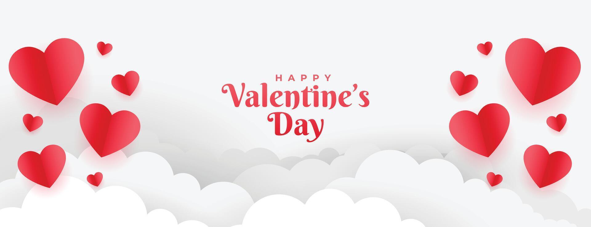 paper style valentines day wide banner design vector