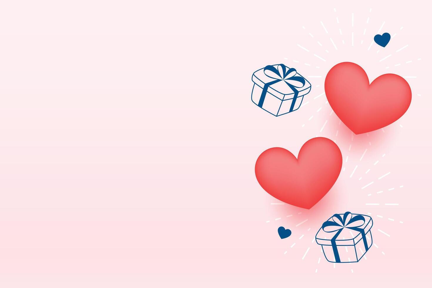 simple valentines day hearts and gift boxes greeting card vector