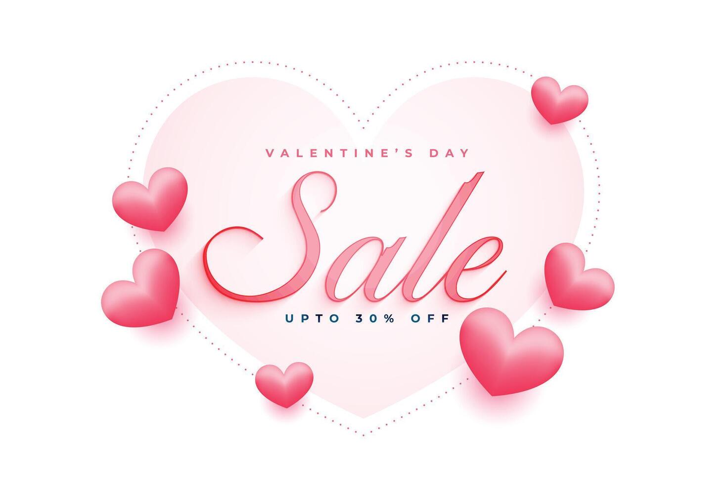 nice valentines day sale banner with 3d hearts design vector