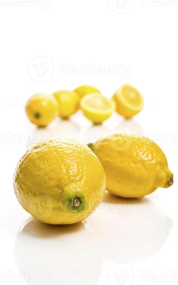 AI generated Studio shot of lemons on white background photo