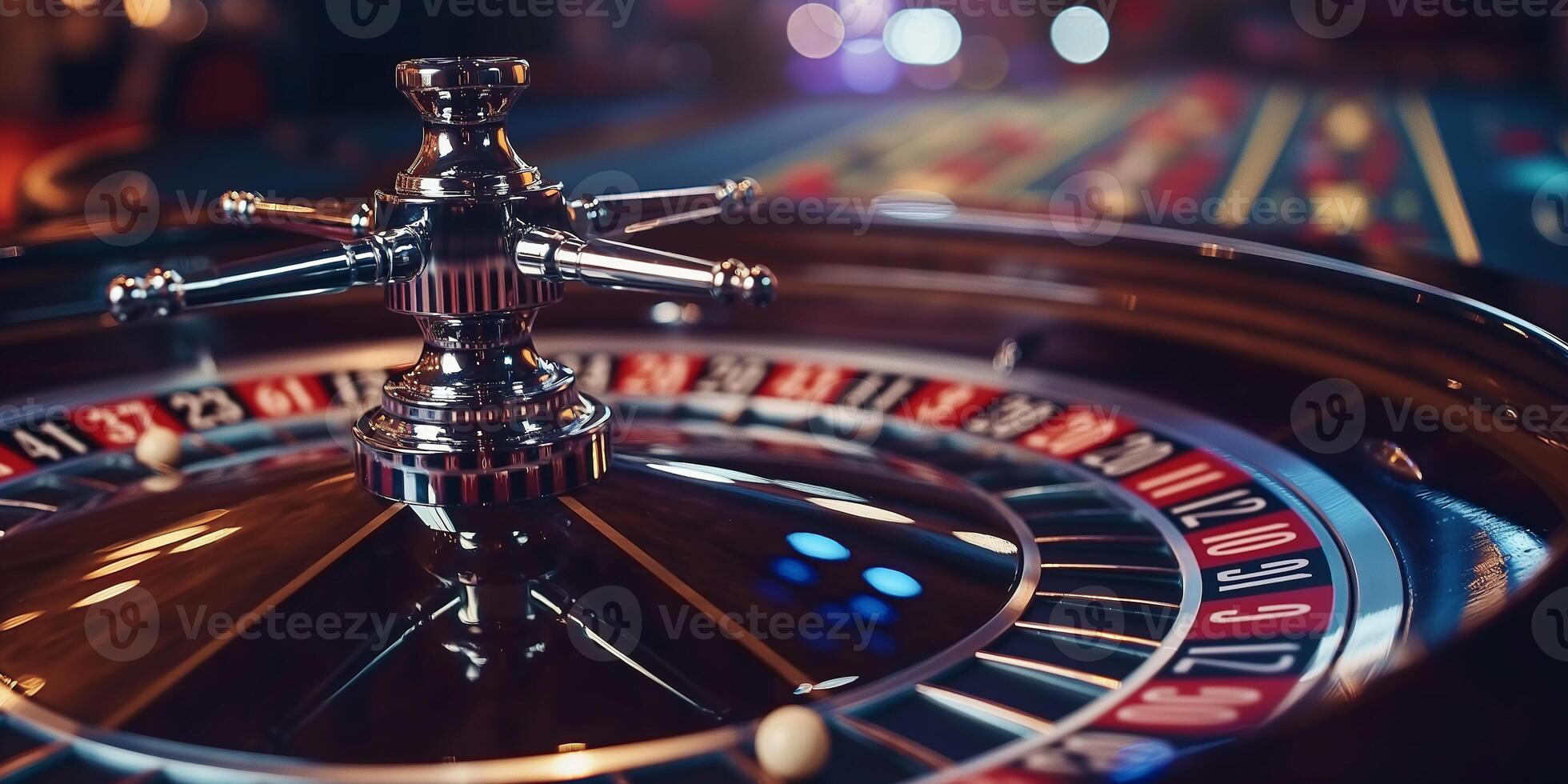 AI generated Beautiful roulette on a dark background with a place for a logo or inscription. photo