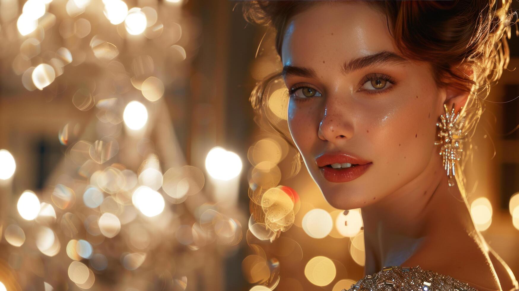 AI generated Radiant Beauty in Golden Glow photo