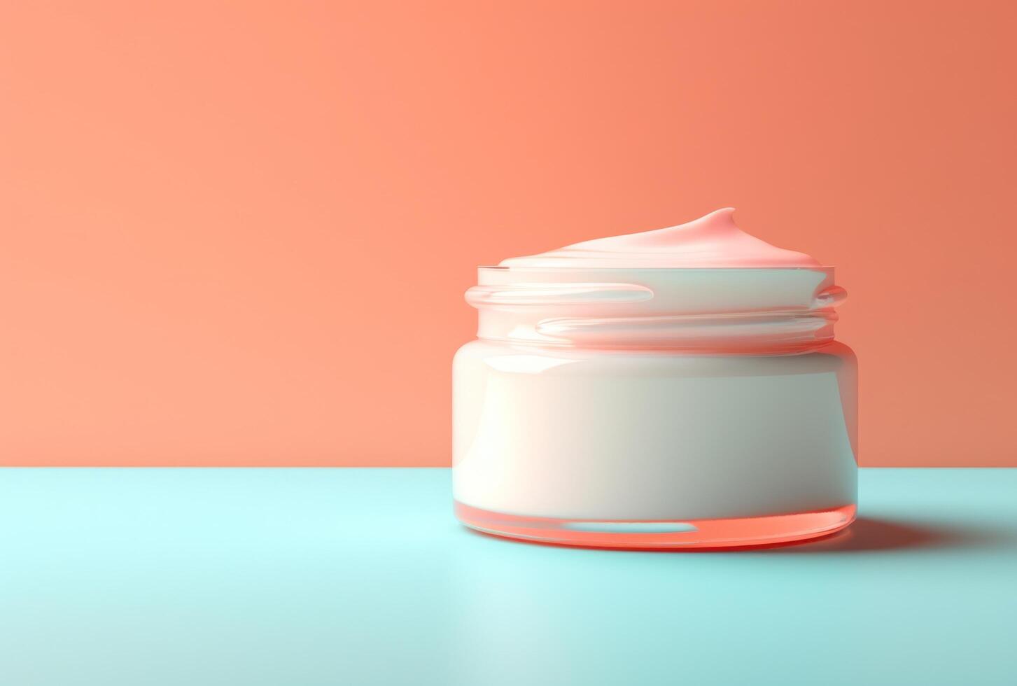 AI generated a jar of cream sitting on a pink background photo