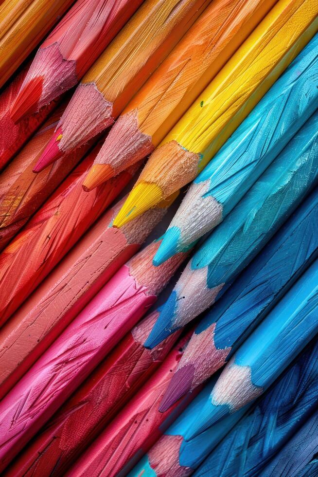 AI generated Colored pencils background photo