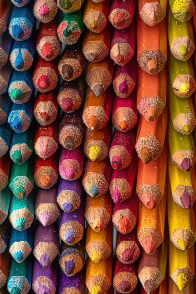 AI generated Colored pencils background photo